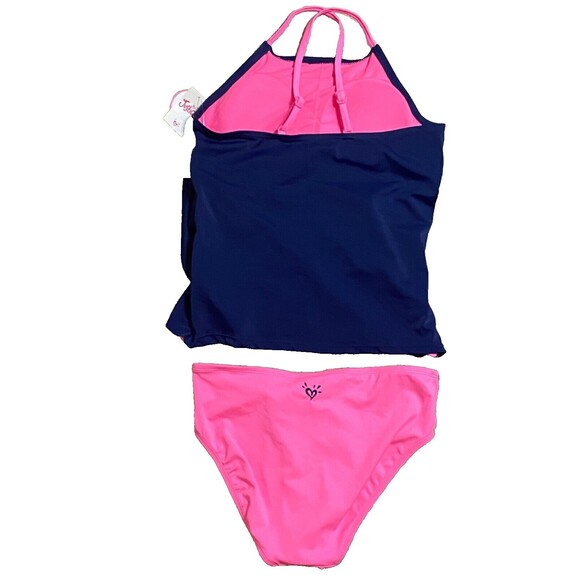 Justice Tankini Bathing/Swim Suit~Blue/Pink Size 16 NEW! - Picture 2 of 6